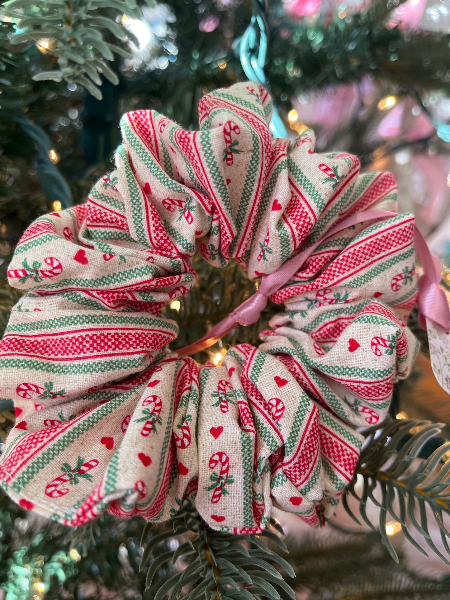 Handmade Candy Cane XL Cotton Scrunchie