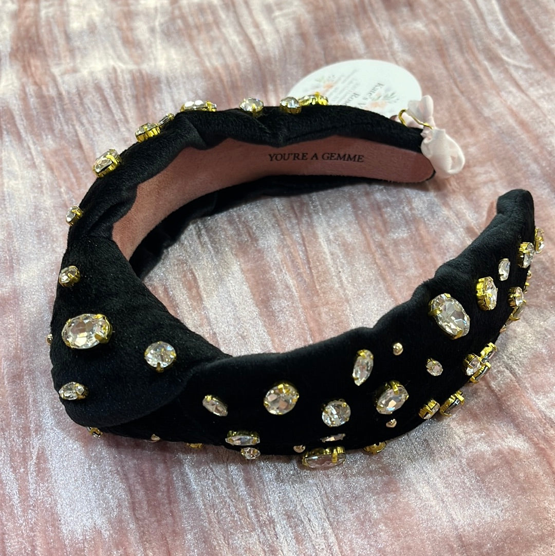 Black Velvet Knotted Embellished Headband