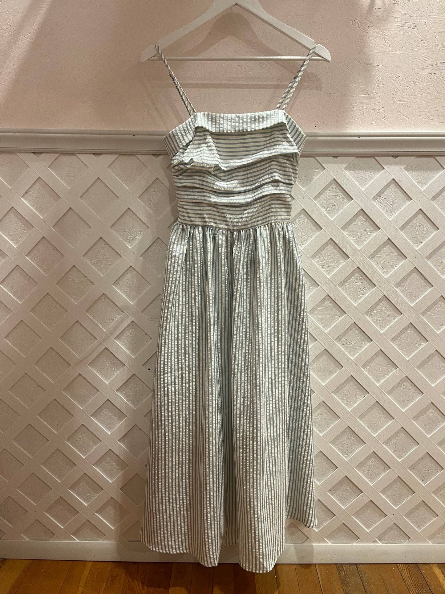 Misty Rose Striped Midi Dress