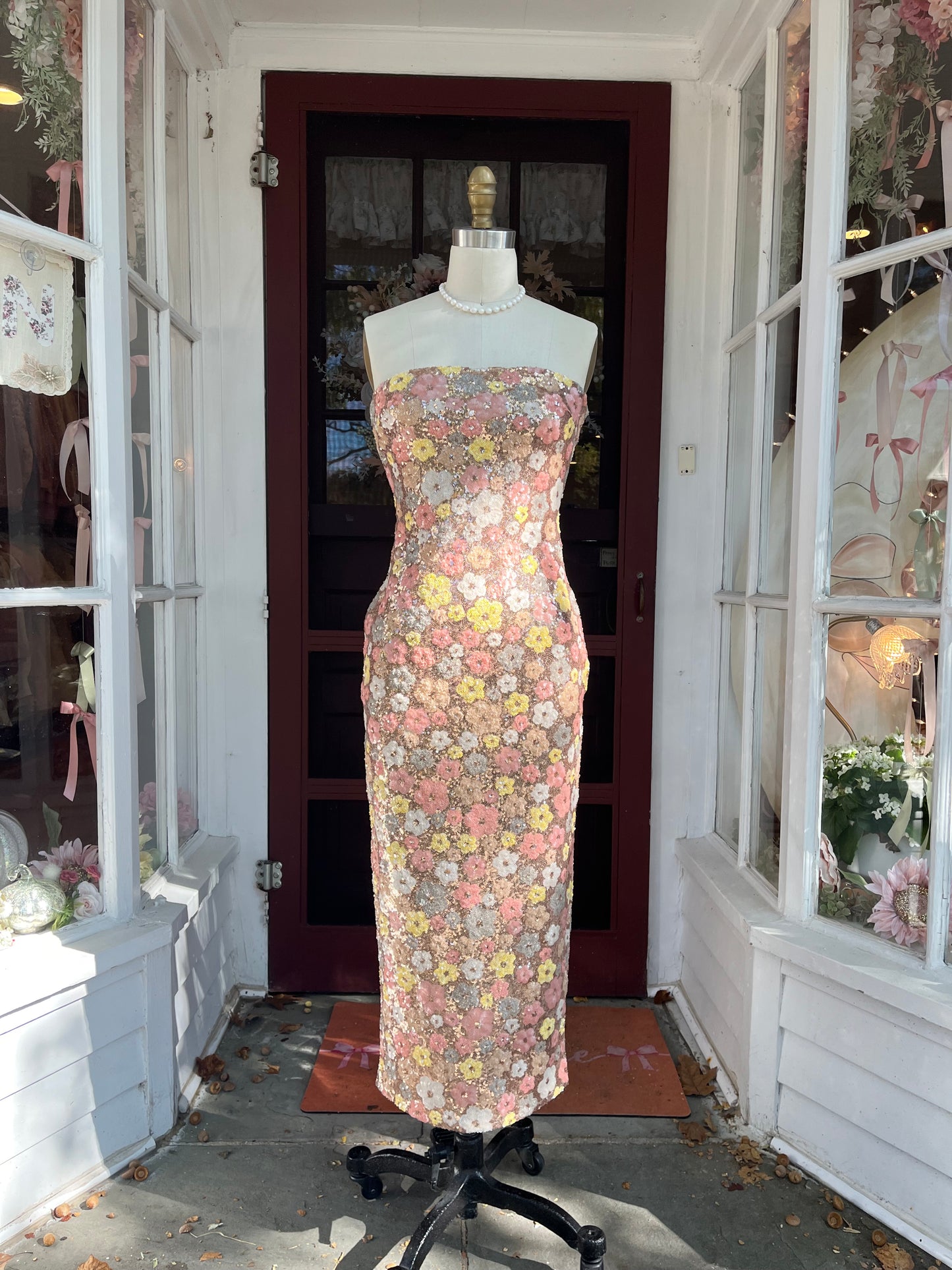 Carolynn Rose Gold Sequin Midi Dress