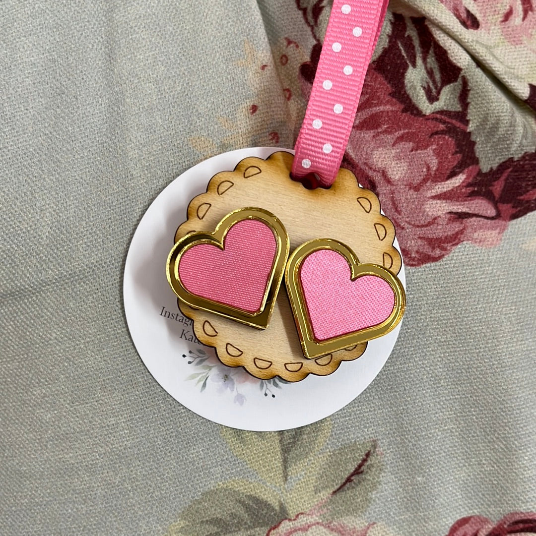 Pink Heart Stud Earrings