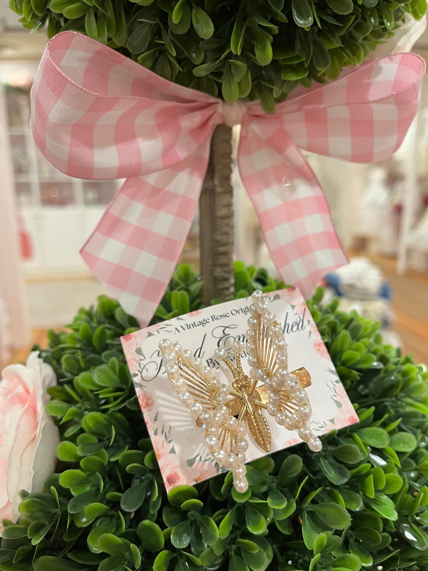 Bespoke Pearl Embellished Butterfly Hair Clip