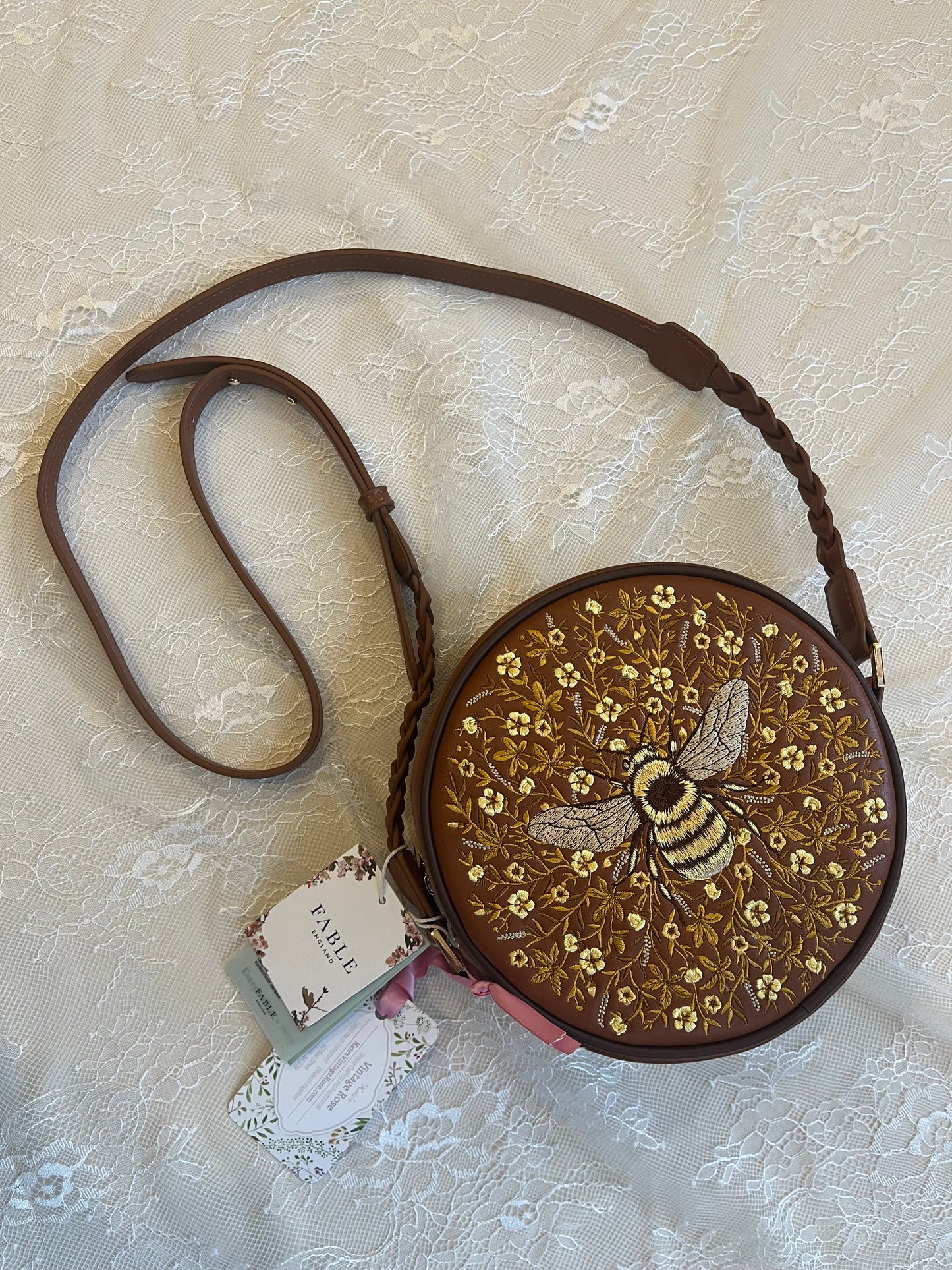 Fable England Bumble Bee Tan Circle Bag