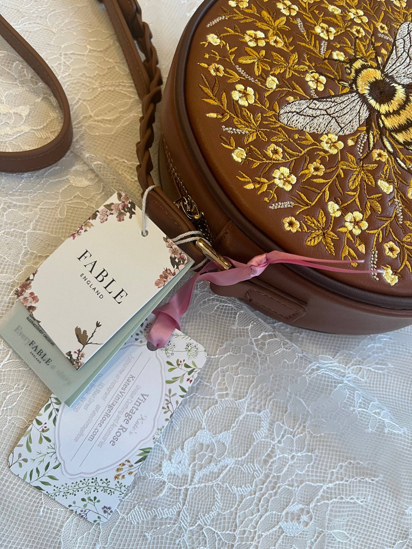 Fable England Bumble Bee Tan Circle Bag
