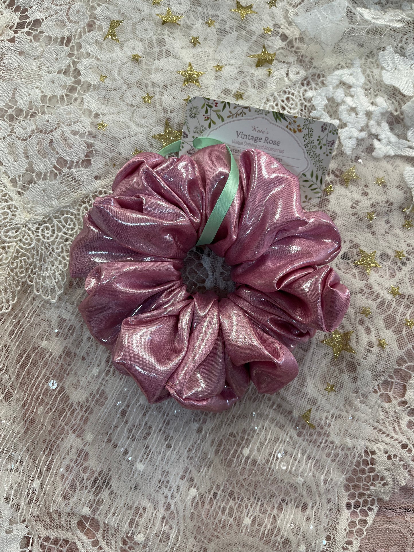 Pink Liquid Metallic Satin XL Around The Bun Scrunchie