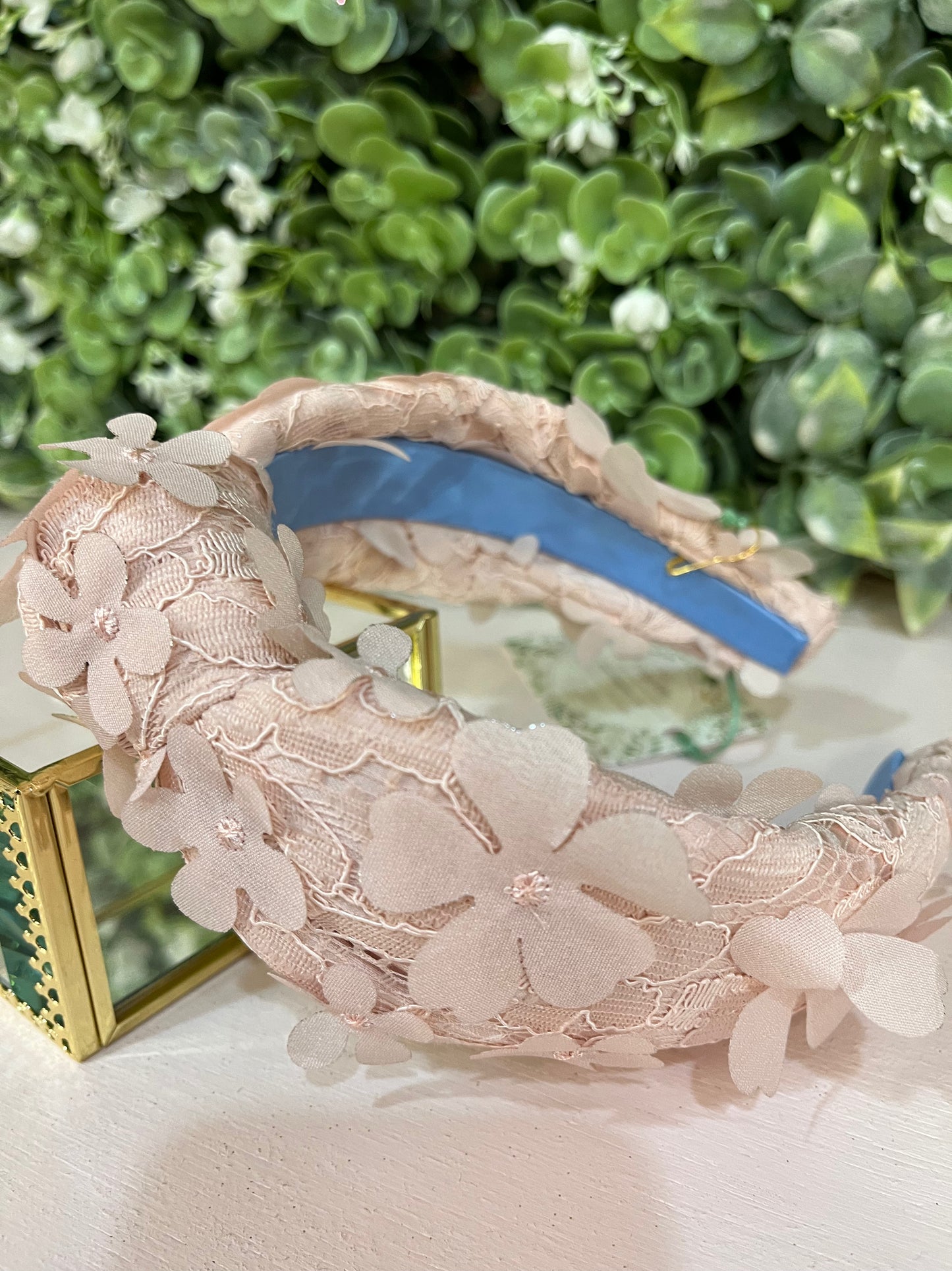 Pink Lace 3D Floral Top Knot Headband