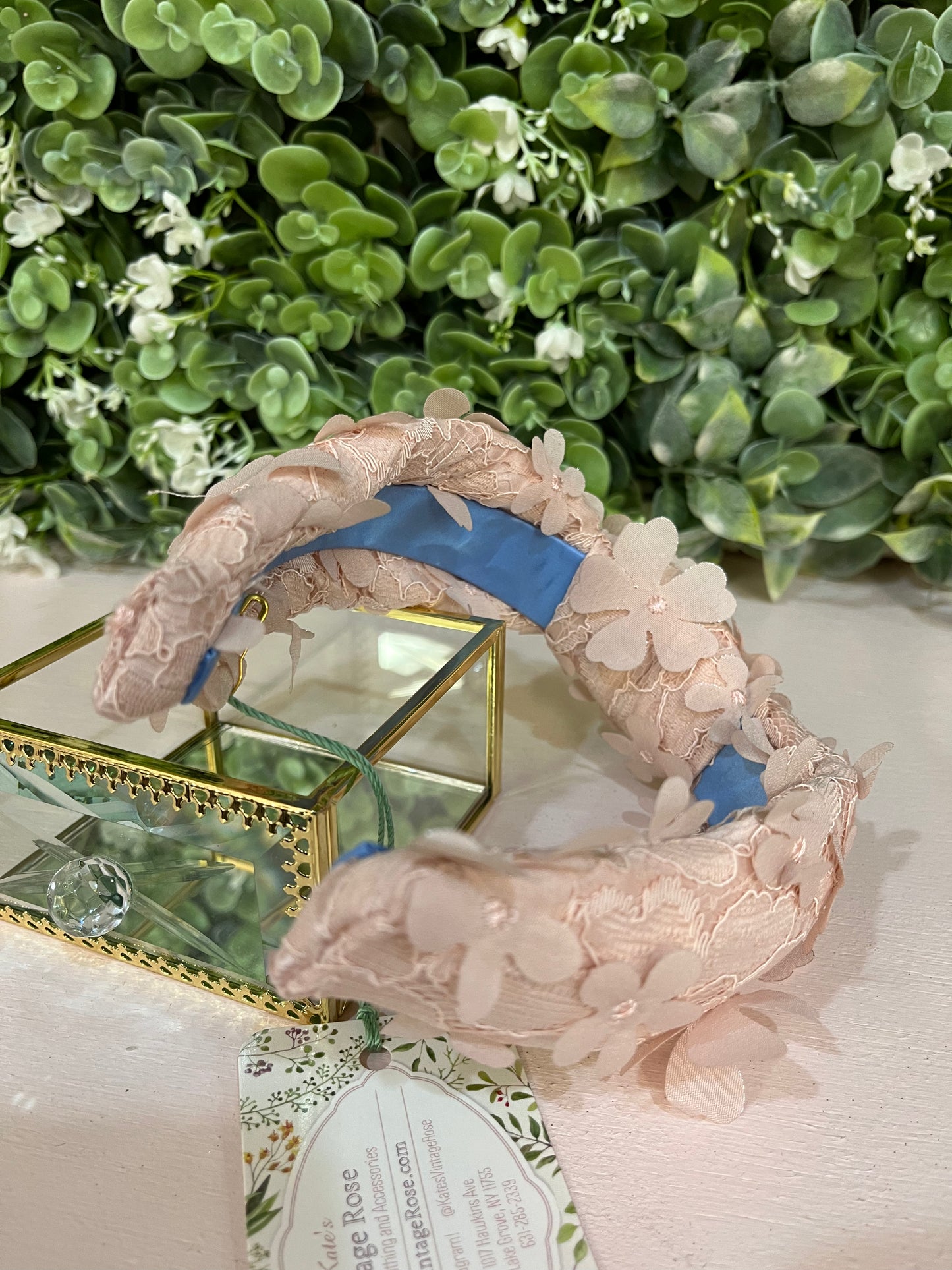 Pink Lace 3D Floral Top Knot Headband