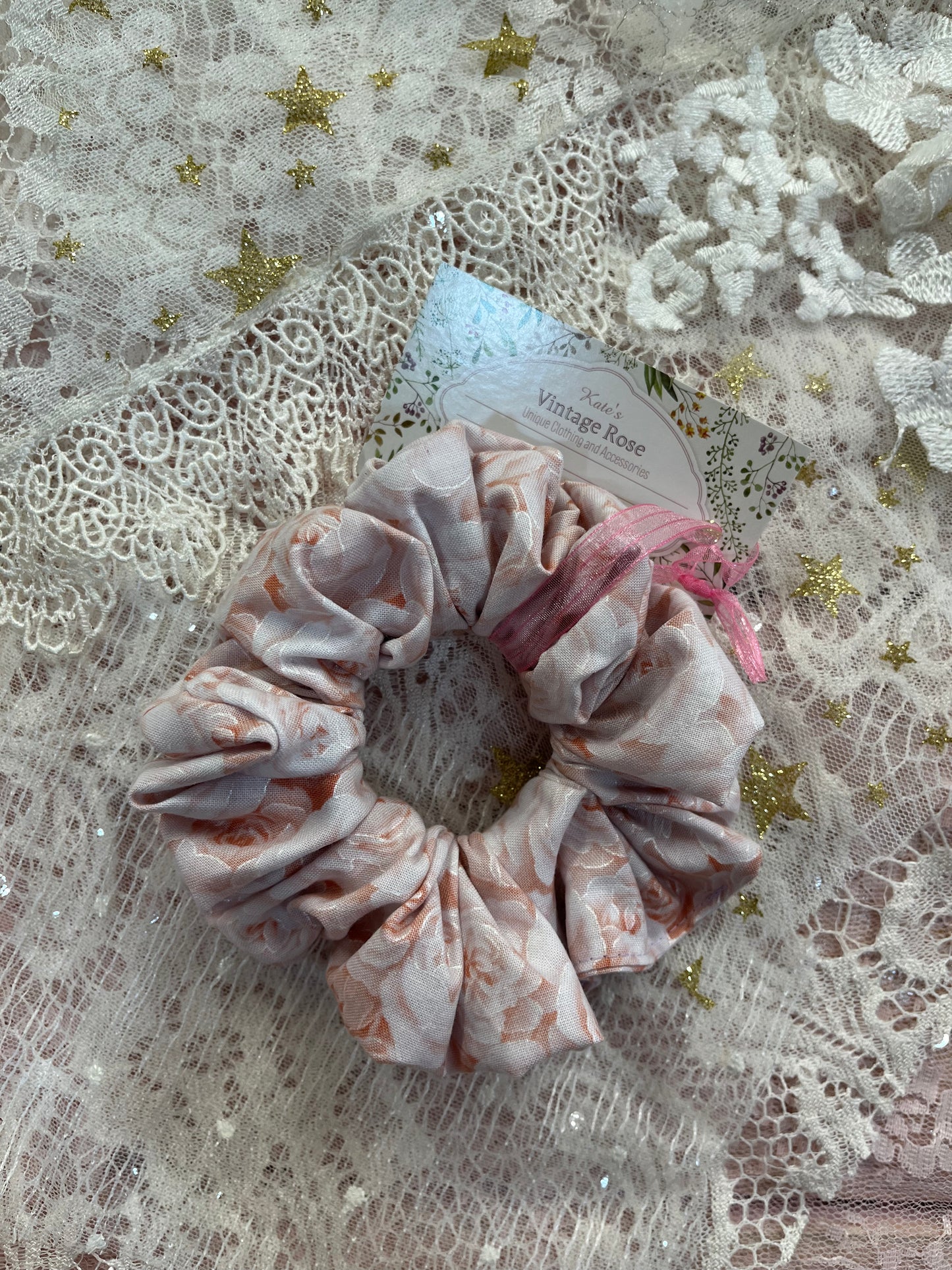 Blush Roses Cotton Around The Bun Scrunchie