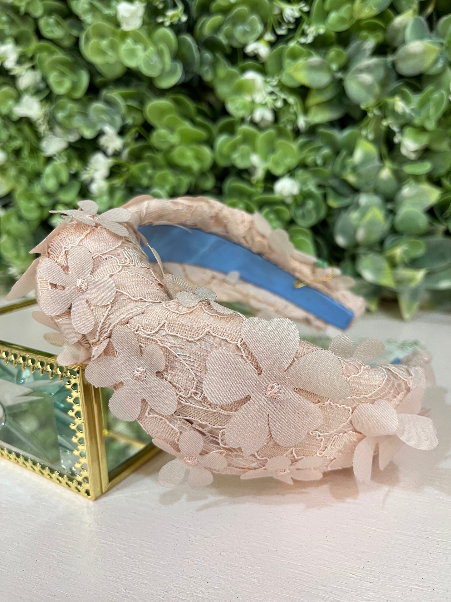 Pink Lace 3D Floral Top Knot Headband