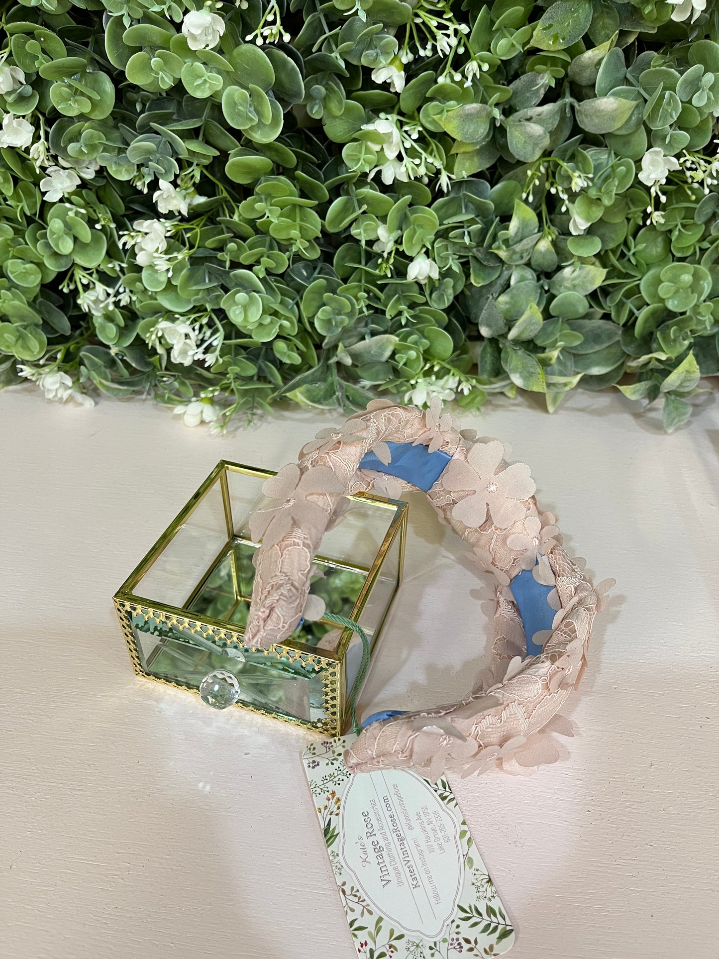 Pink Lace 3D Floral Top Knot Headband