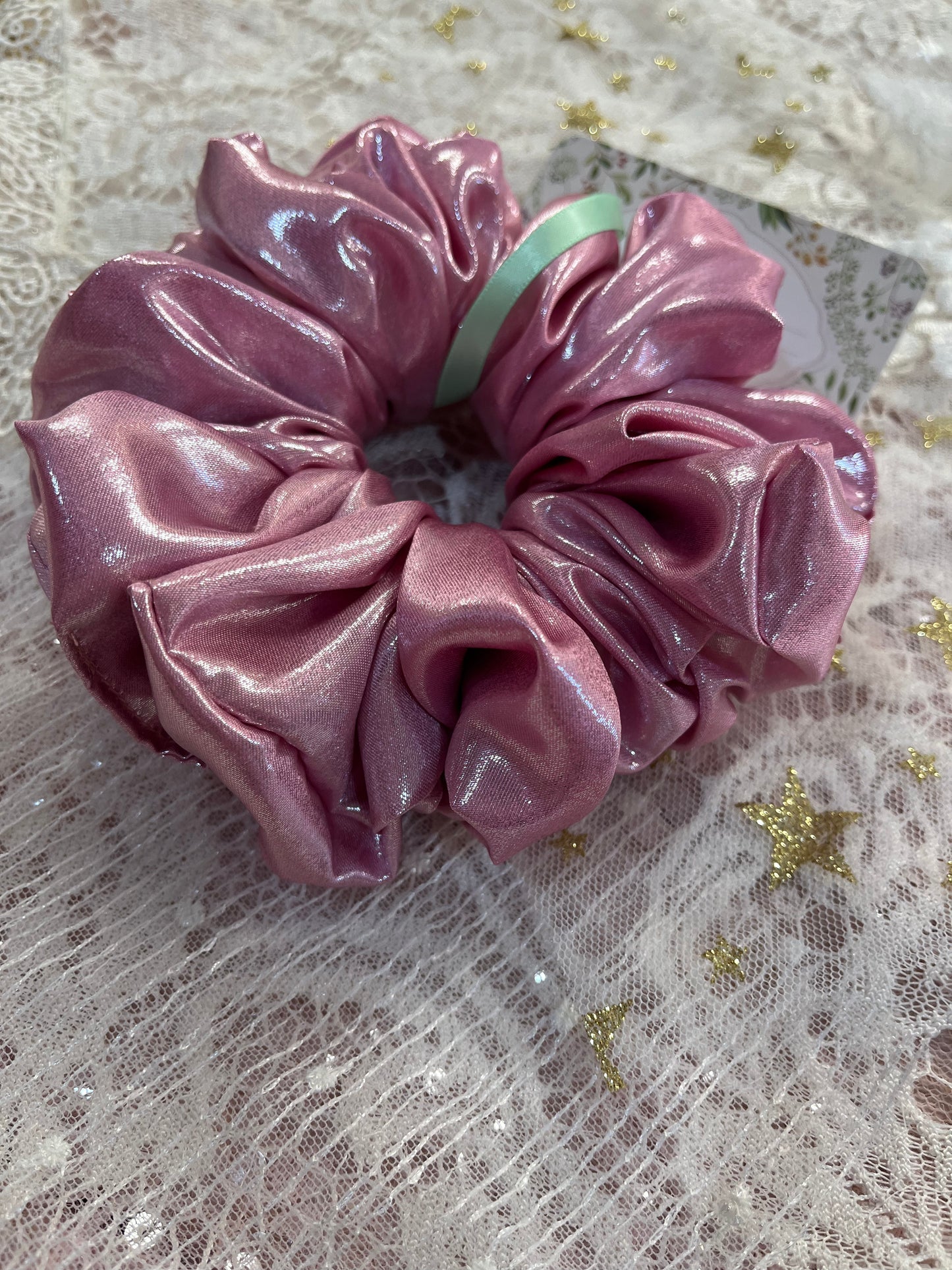 Pink Liquid Metallic Satin XL Around The Bun Scrunchie