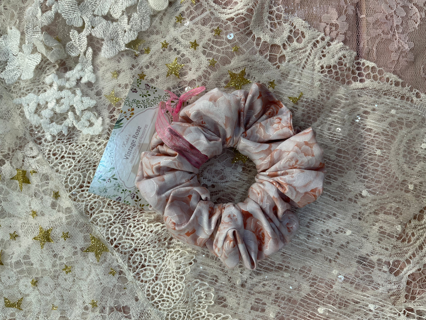 Blush Roses Cotton Around The Bun Scrunchie