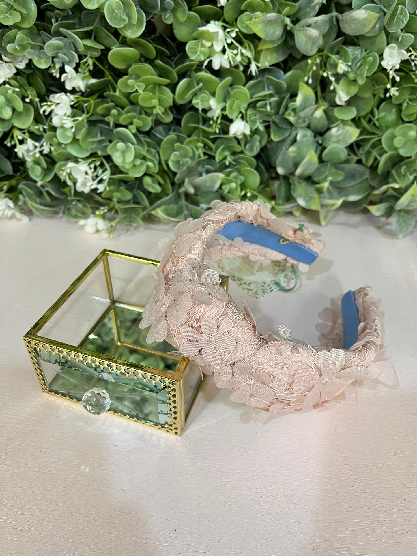 Pink Lace 3D Floral Top Knot Headband