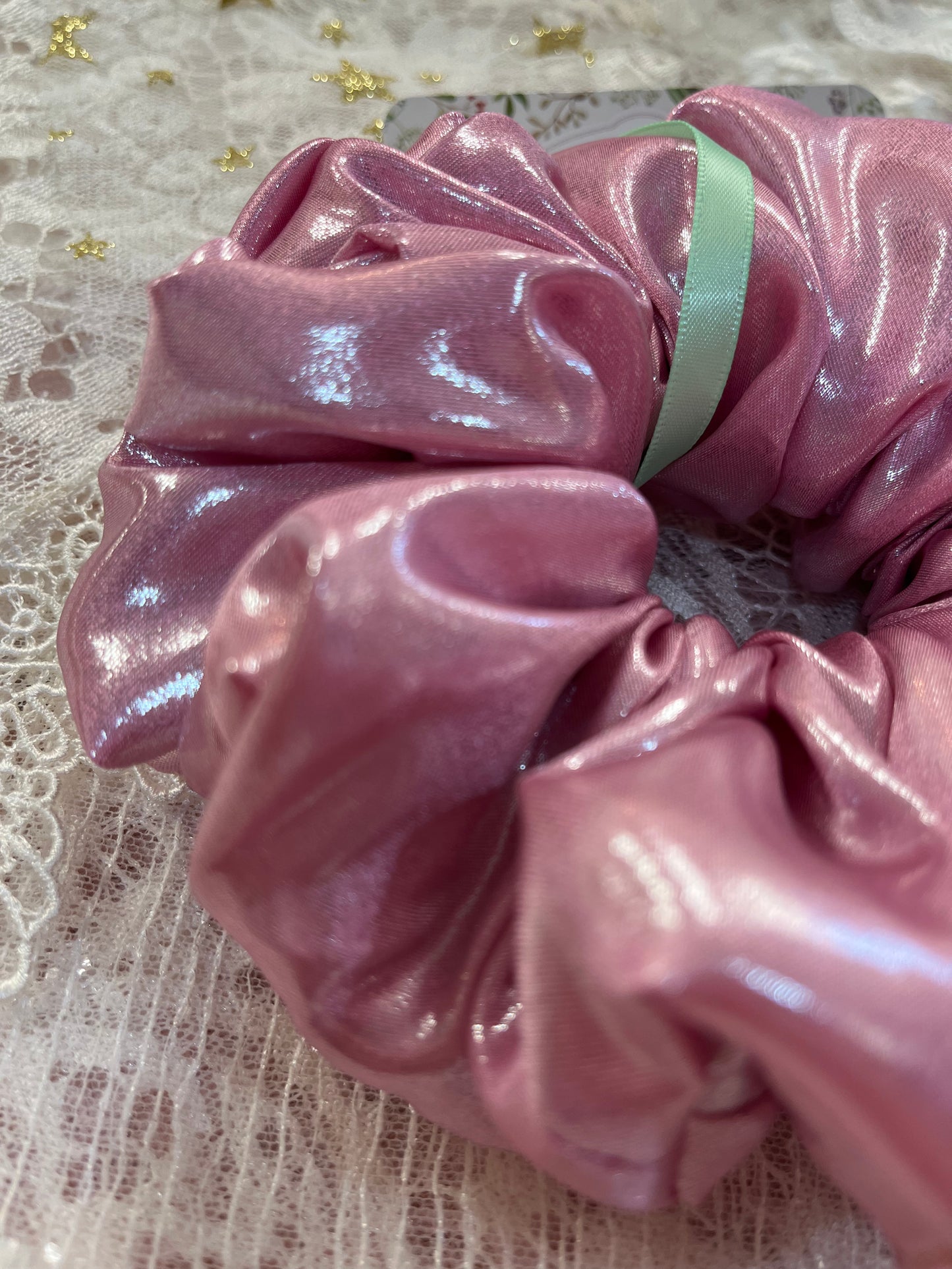 Pink Liquid Metallic Satin XL Around The Bun Scrunchie