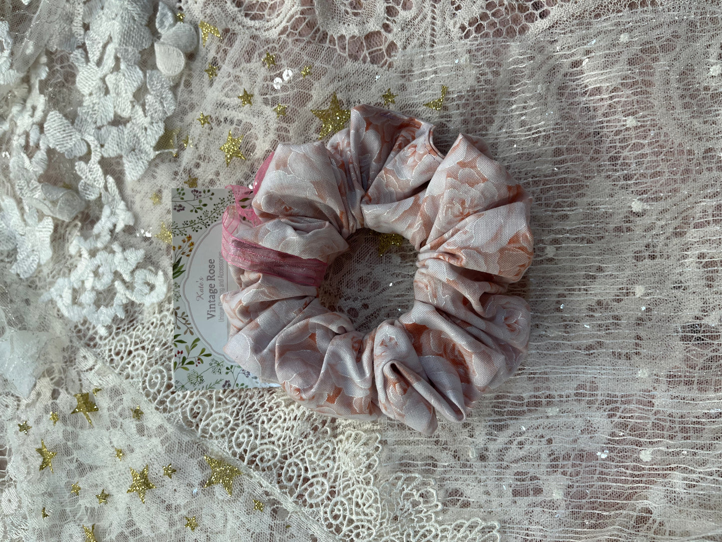 Blush Roses Cotton Around The Bun Scrunchie
