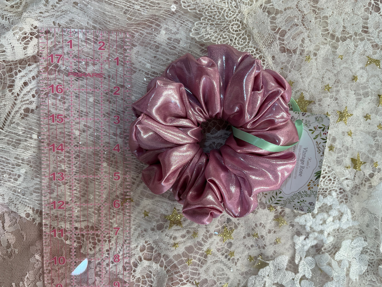 Pink Liquid Metallic Satin XL Around The Bun Scrunchie