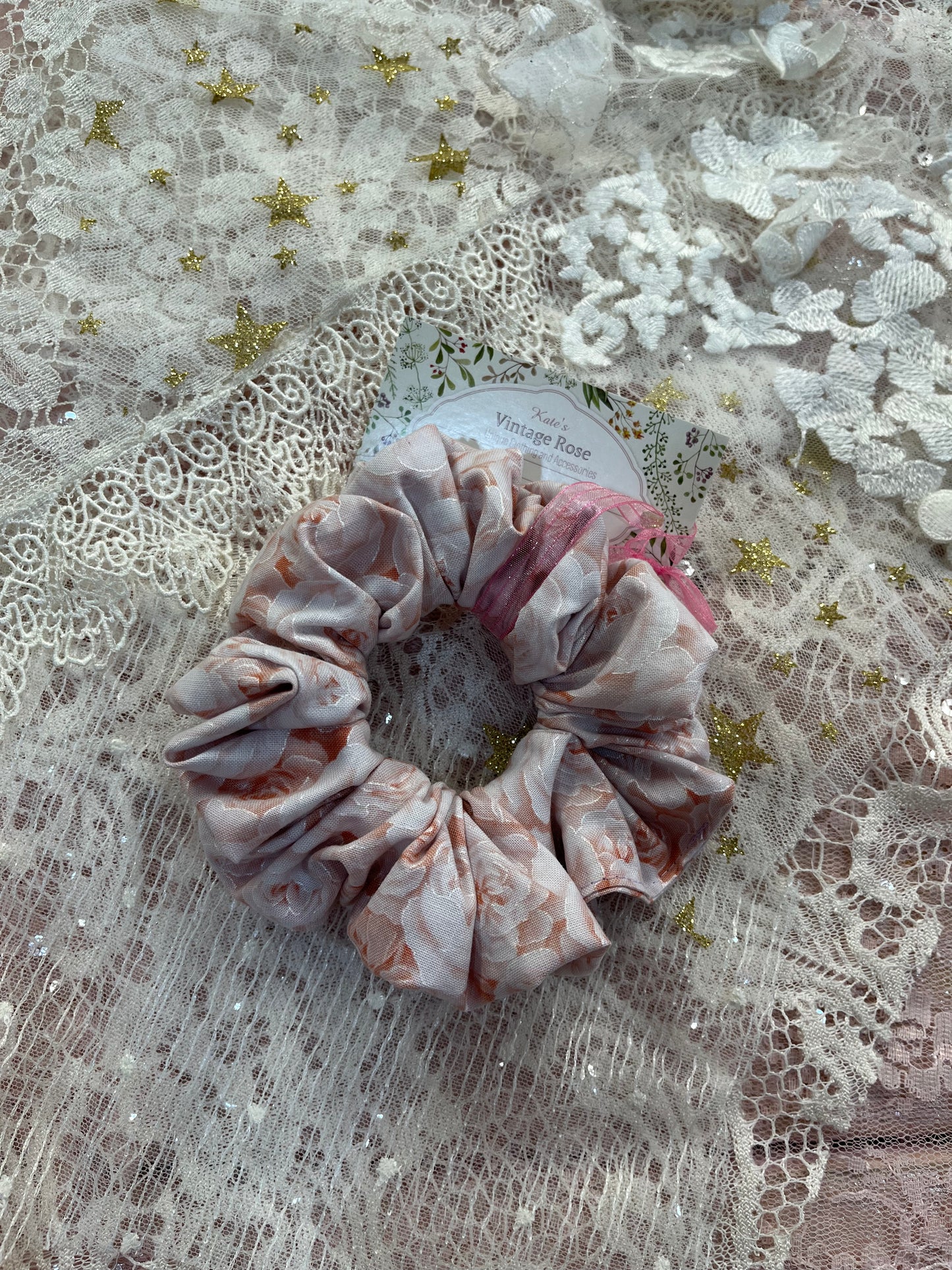Blush Roses Cotton Around The Bun Scrunchie