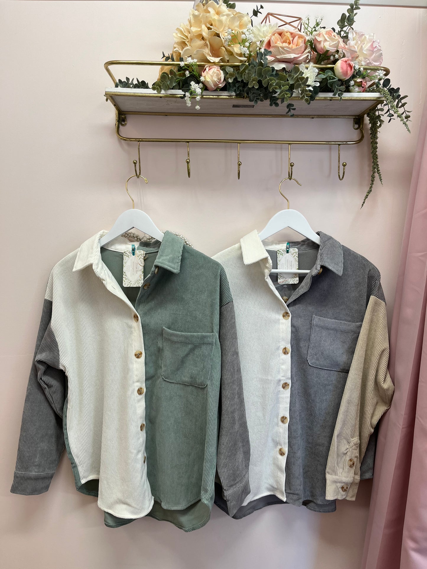 Miranda Colorblock Corduroy Button Up Top
