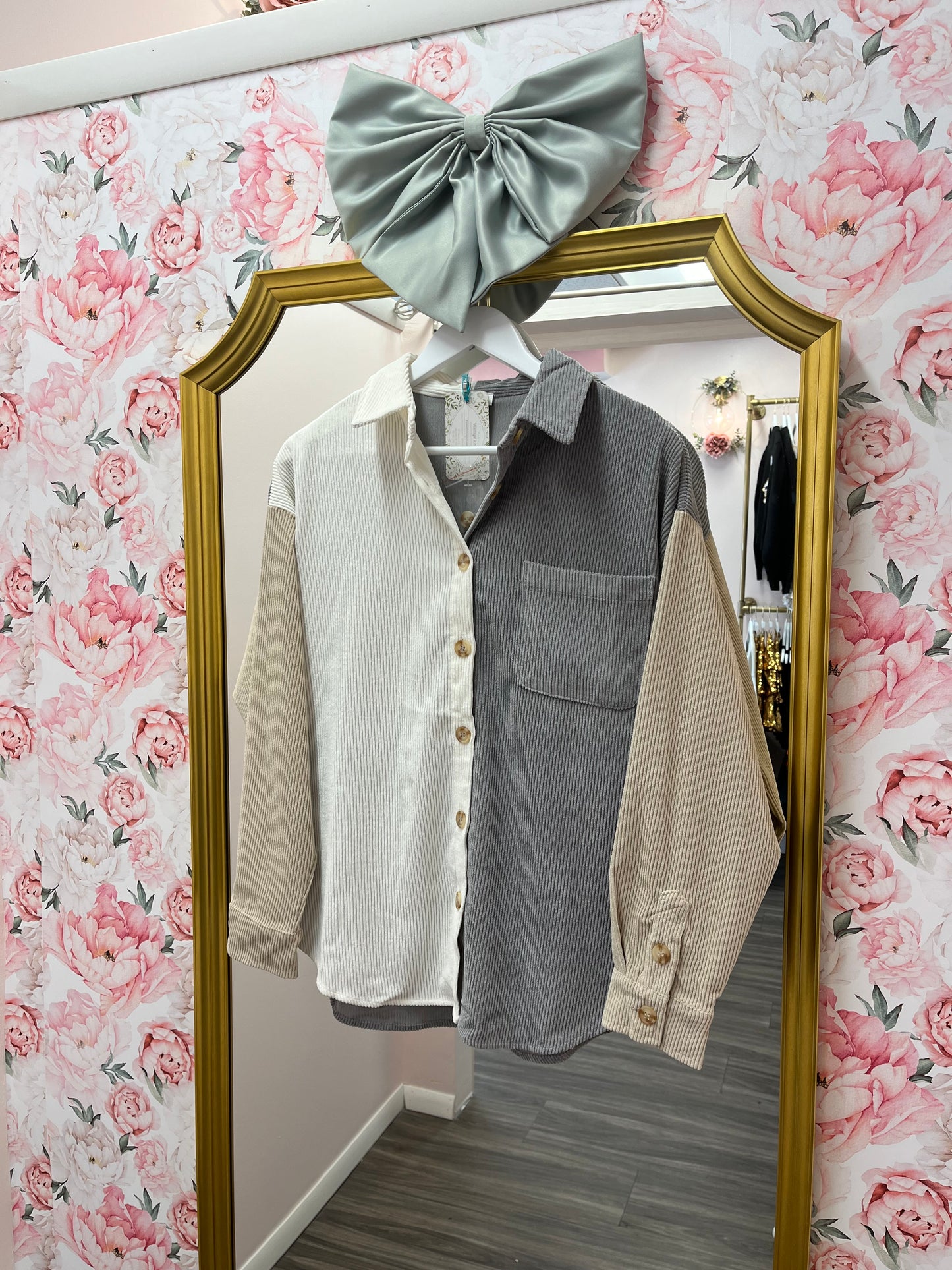 Miranda Colorblock Corduroy Button Up Top