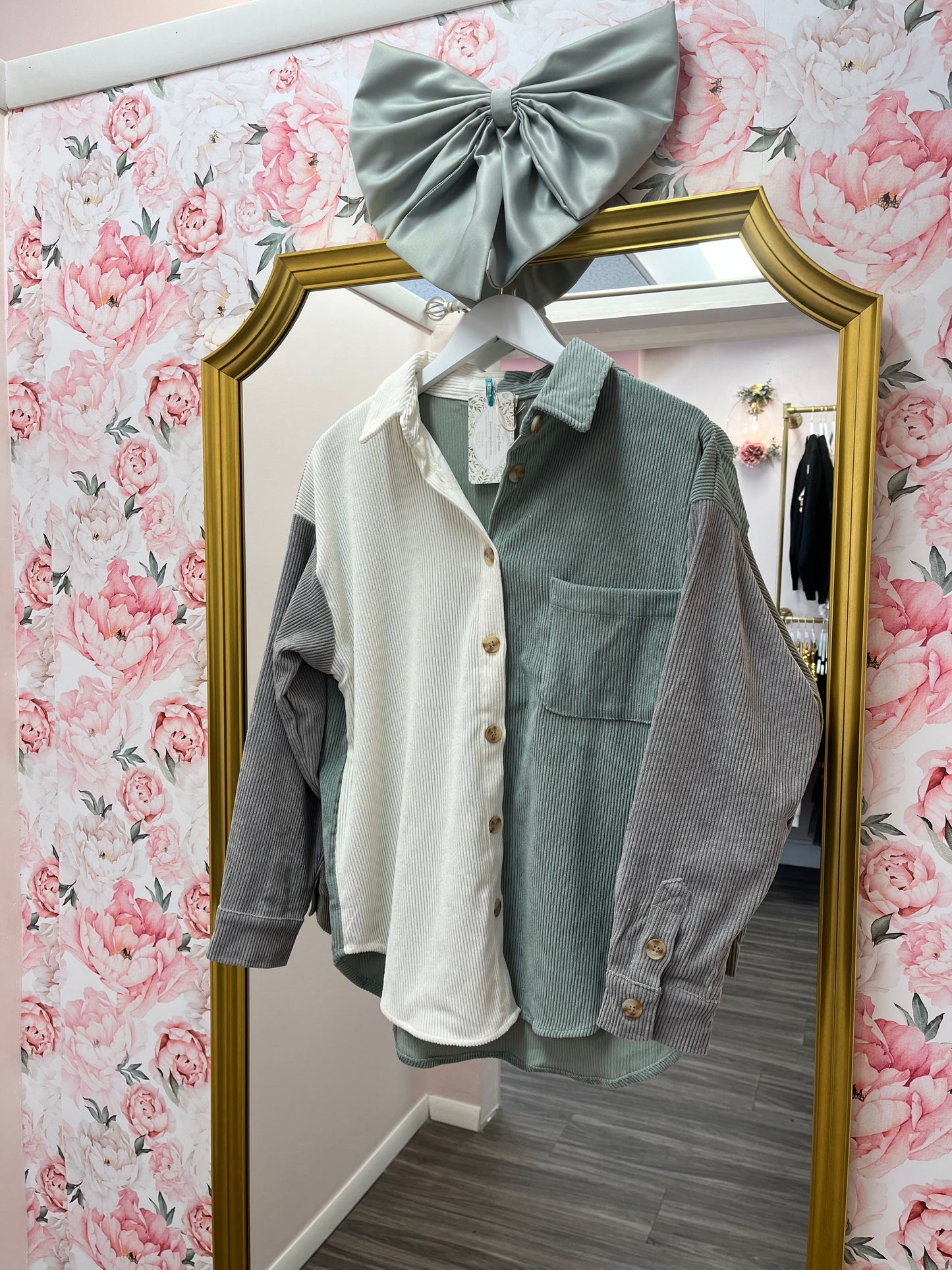 Miranda Colorblock Corduroy Button Up Top
