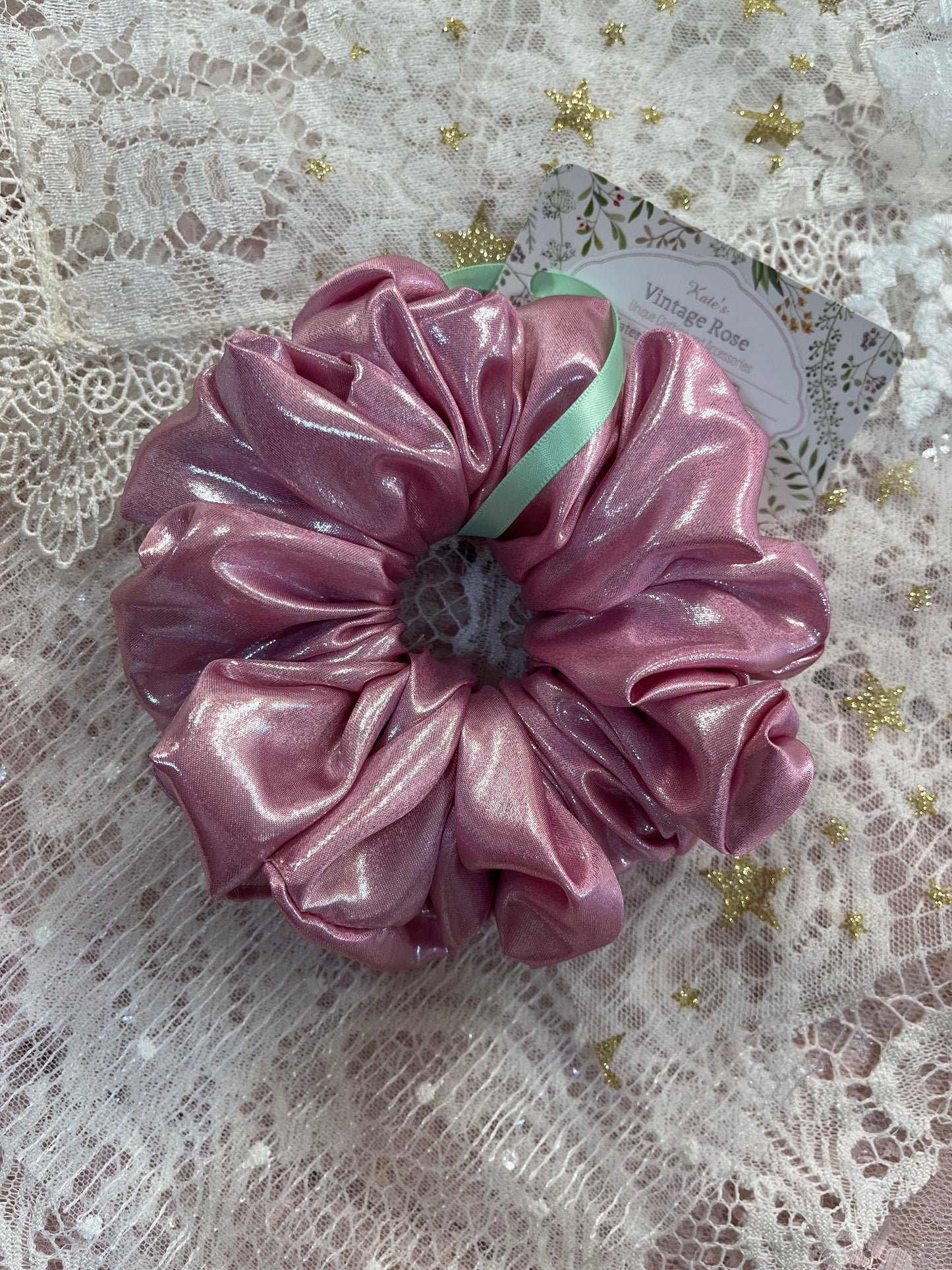Pink Liquid Metallic Satin XL Around The Bun Scrunchie