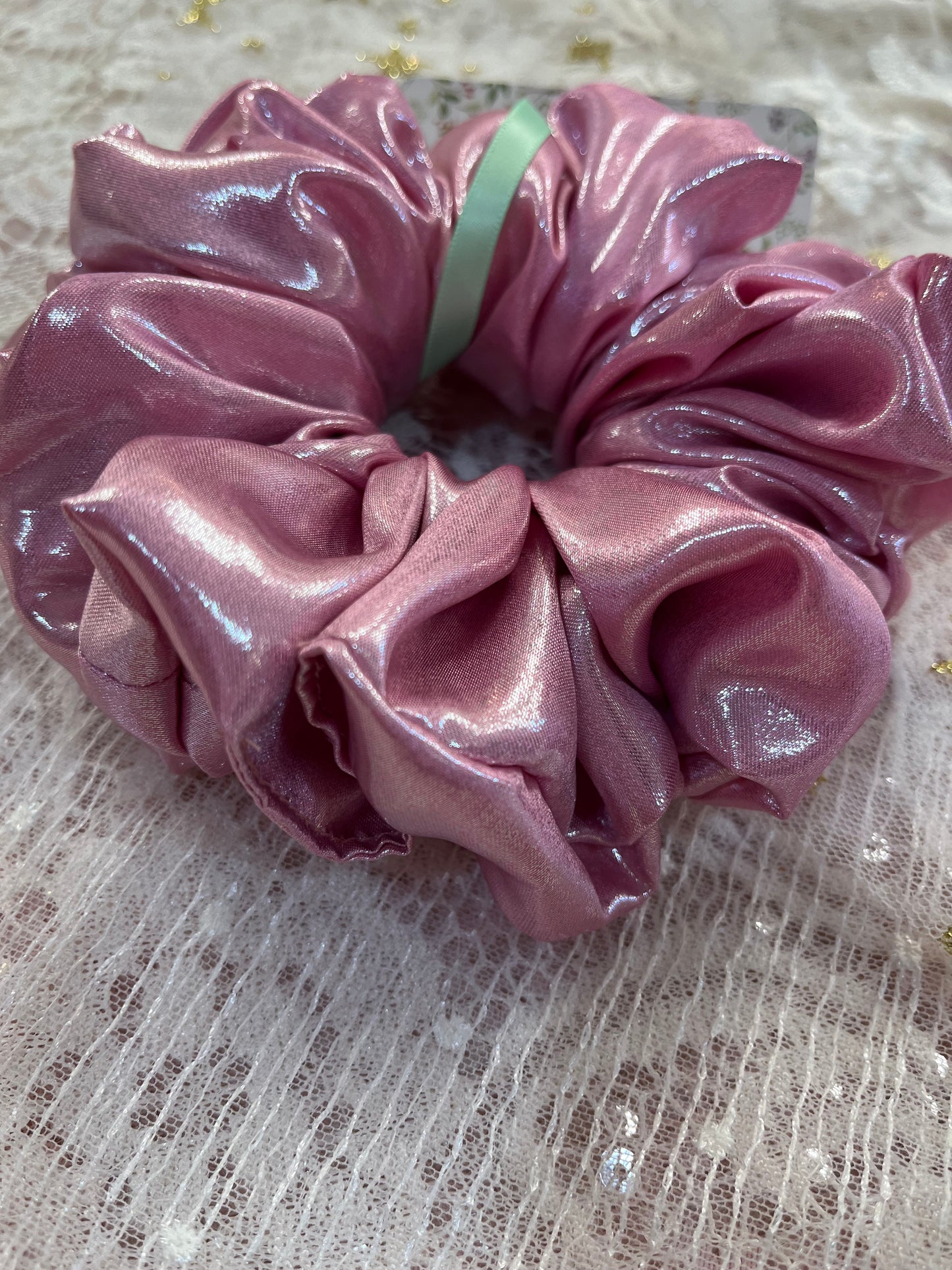 Pink Liquid Metallic Satin XL Around The Bun Scrunchie