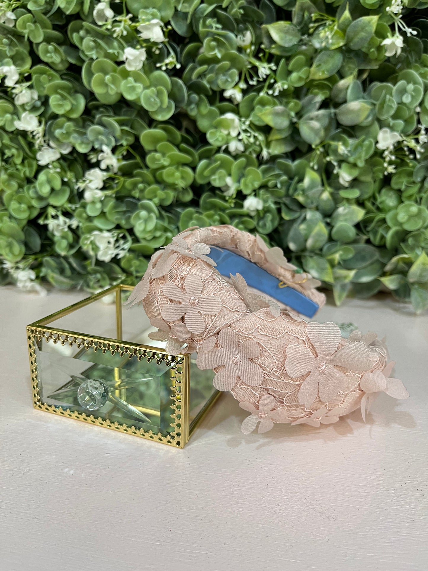 Pink Lace 3D Floral Top Knot Headband