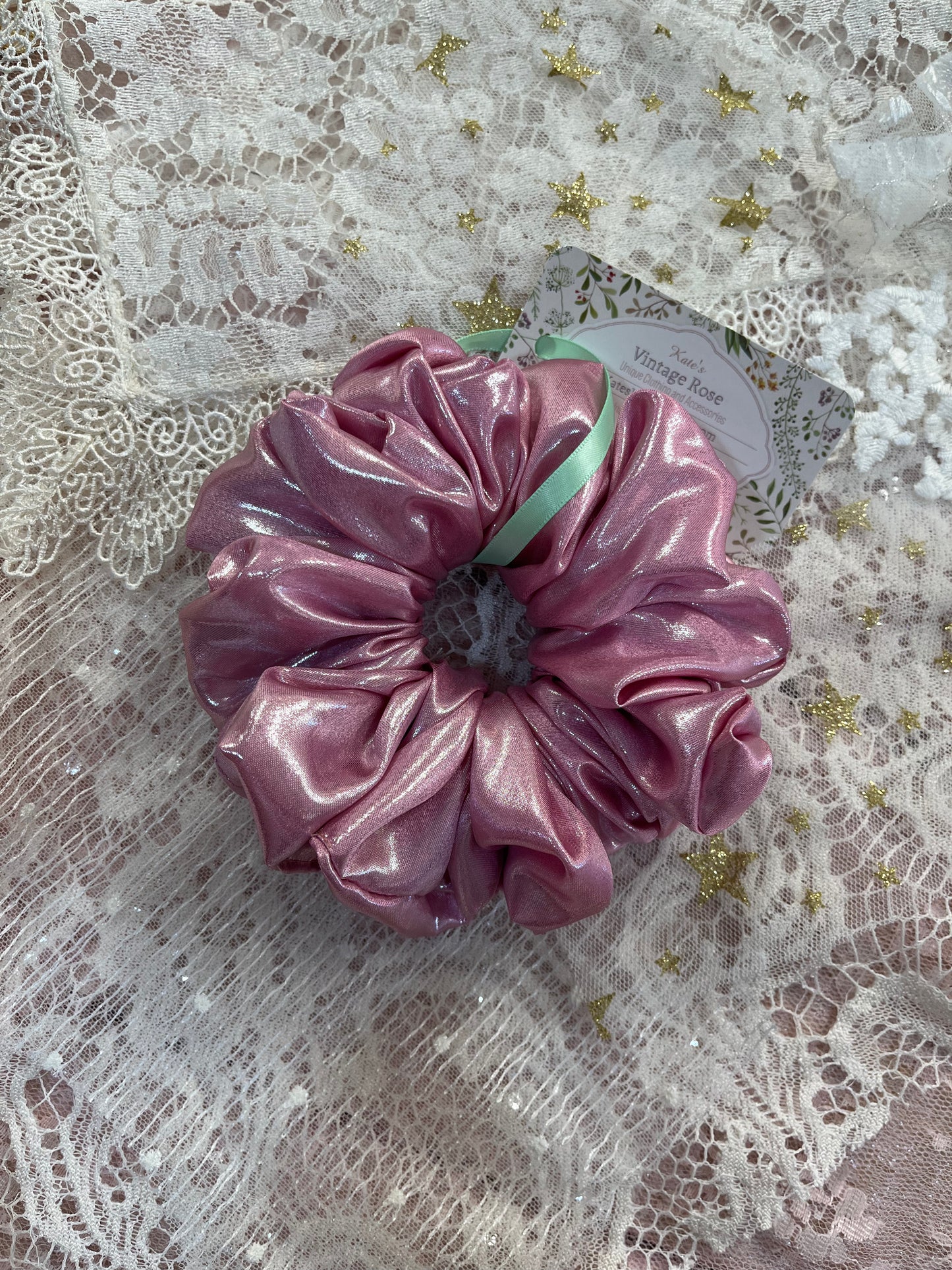 Pink Liquid Metallic Satin XL Around The Bun Scrunchie