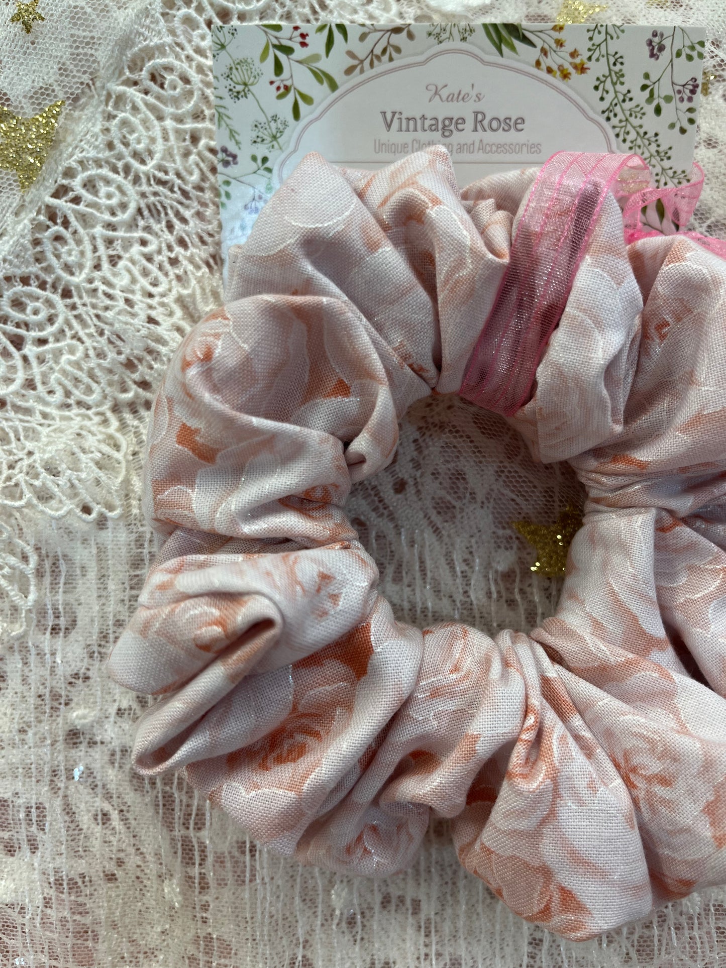 Blush Roses Cotton Around The Bun Scrunchie