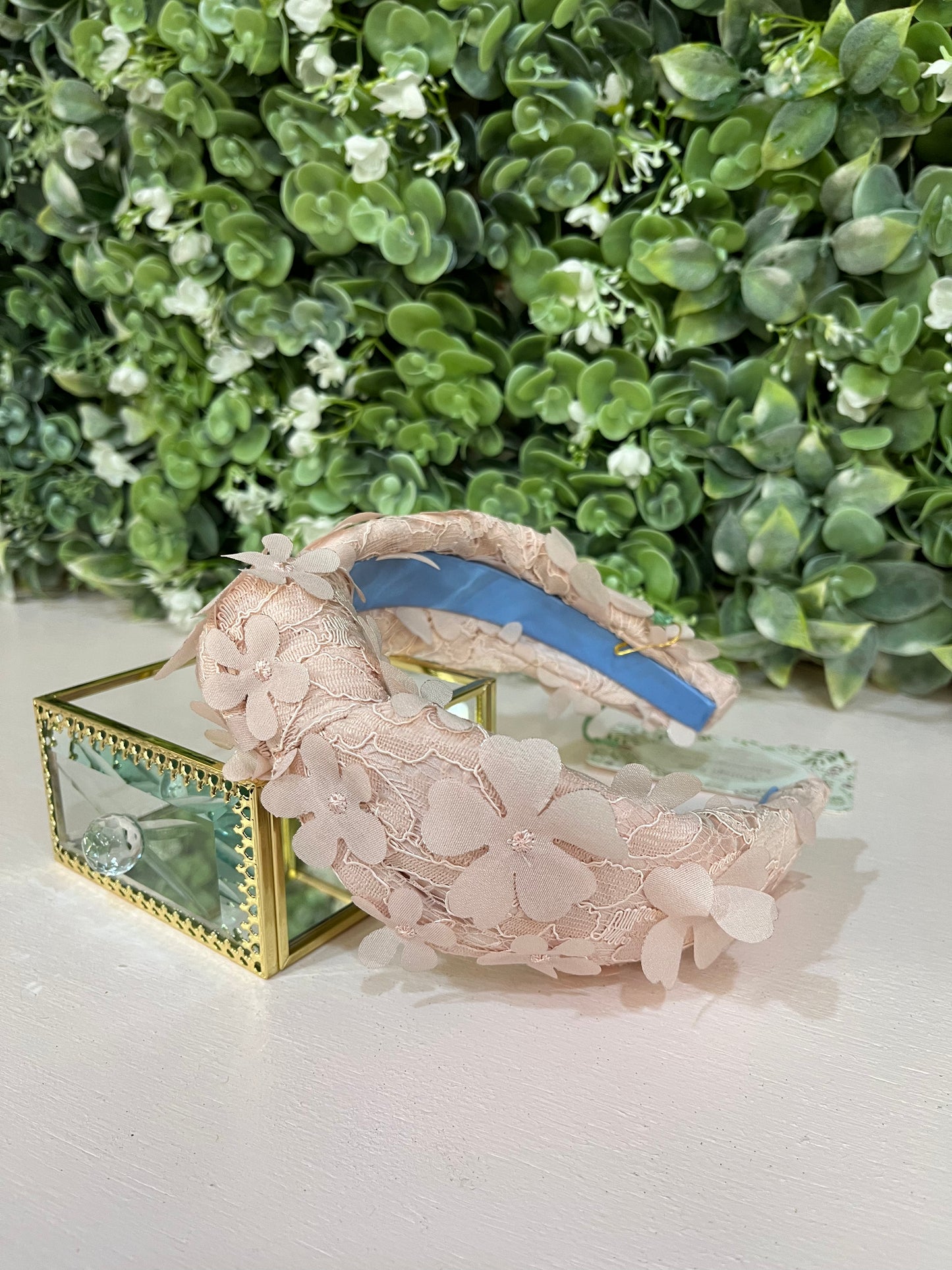 Pink Lace 3D Floral Top Knot Headband