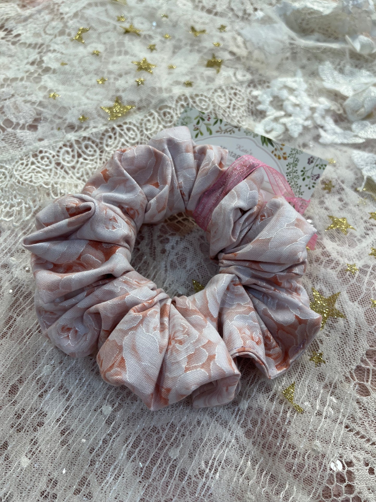 Blush Roses Cotton Around The Bun Scrunchie