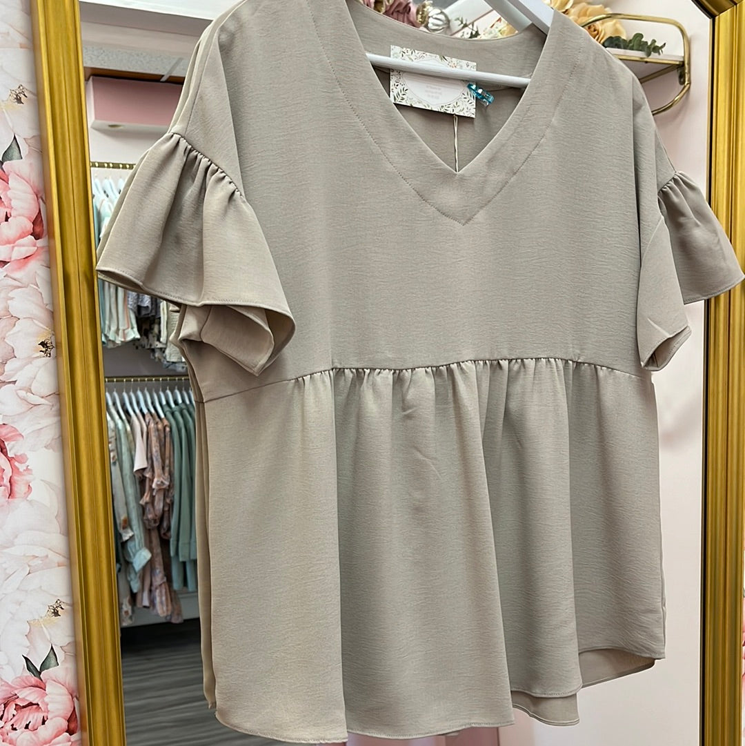 Wrenley Babydoll V-neck Top **FINAL SALE**