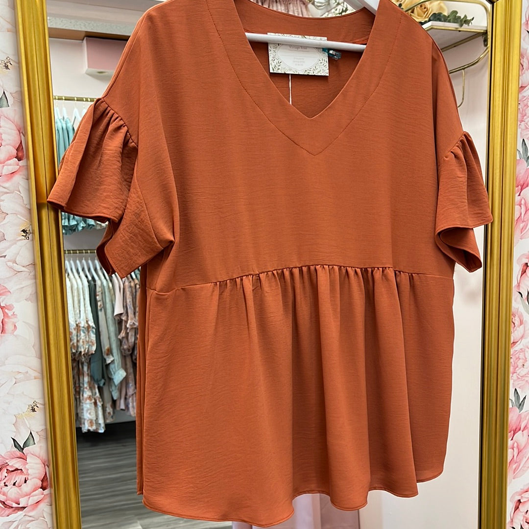 Wrenley Babydoll V-neck Top **FINAL SALE**