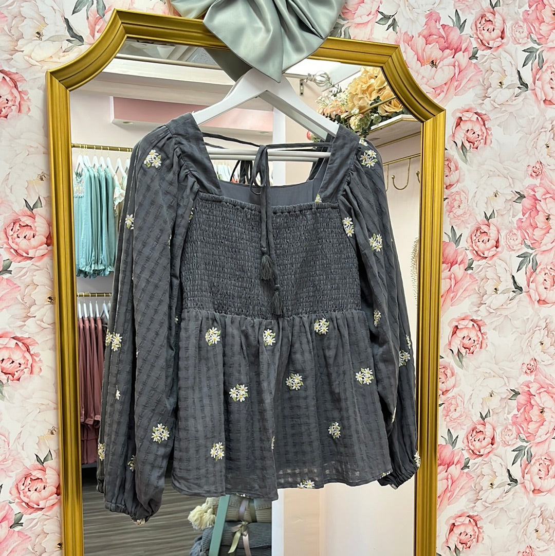 Hollis Daisy Embroidered Blouse *FINAL SALE *