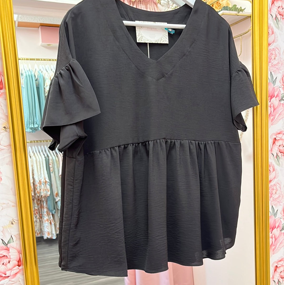 Wrenley Babydoll V-neck Top **FINAL SALE**