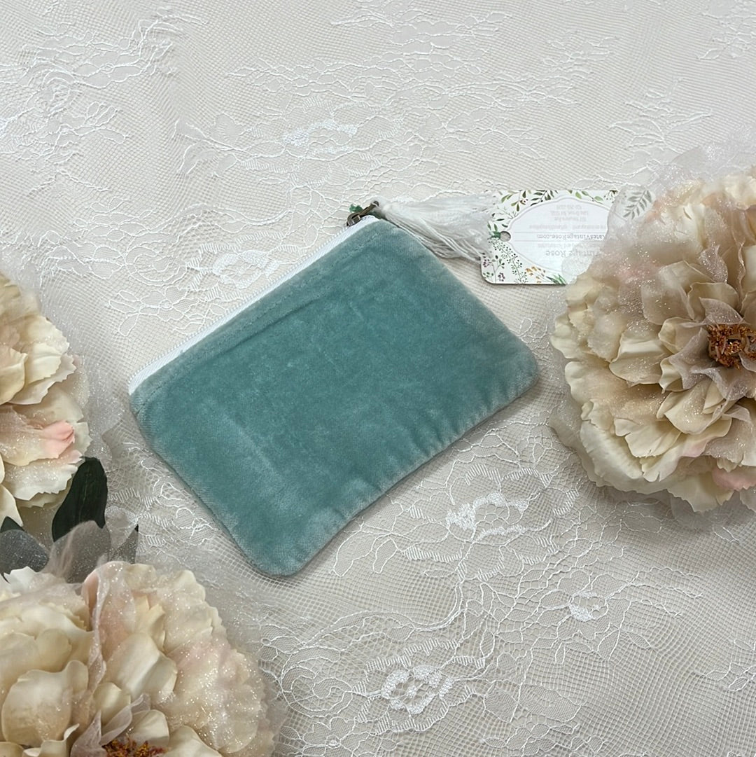 Small Dusty Mint Dandelion Embroidered Bag