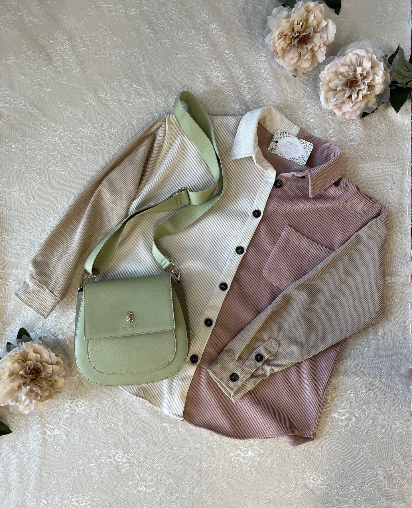 Miranda Colorblock Corduroy Button Up Top