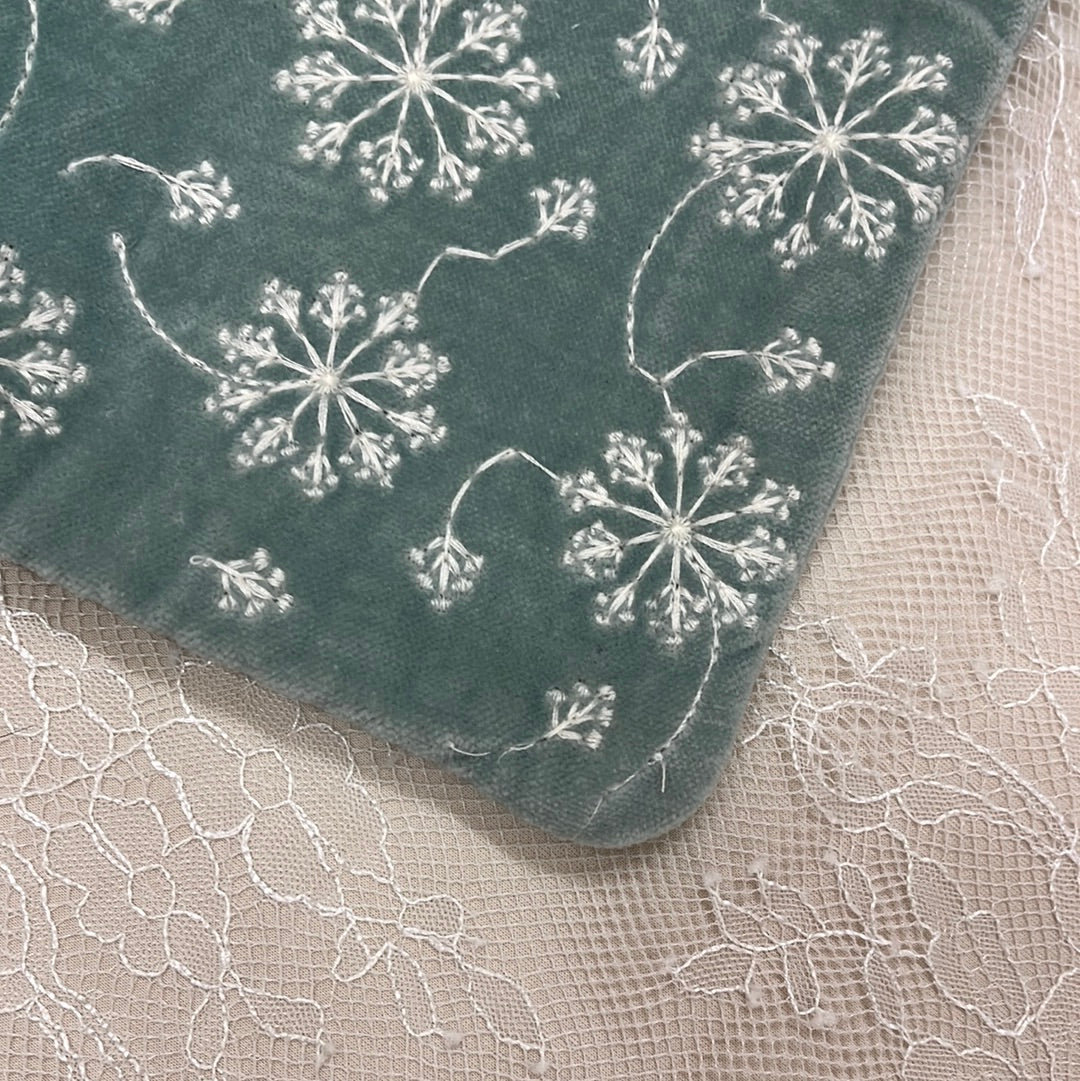 Medium Dusty Mint Dandelion Embroidered Bag