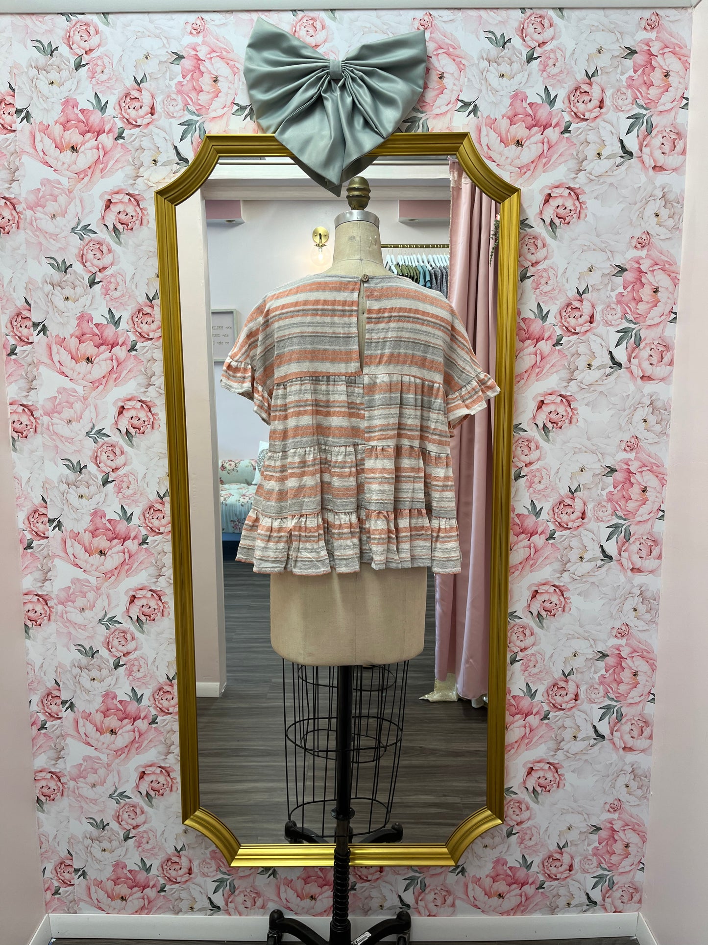 Striped Ruffle Tier Top