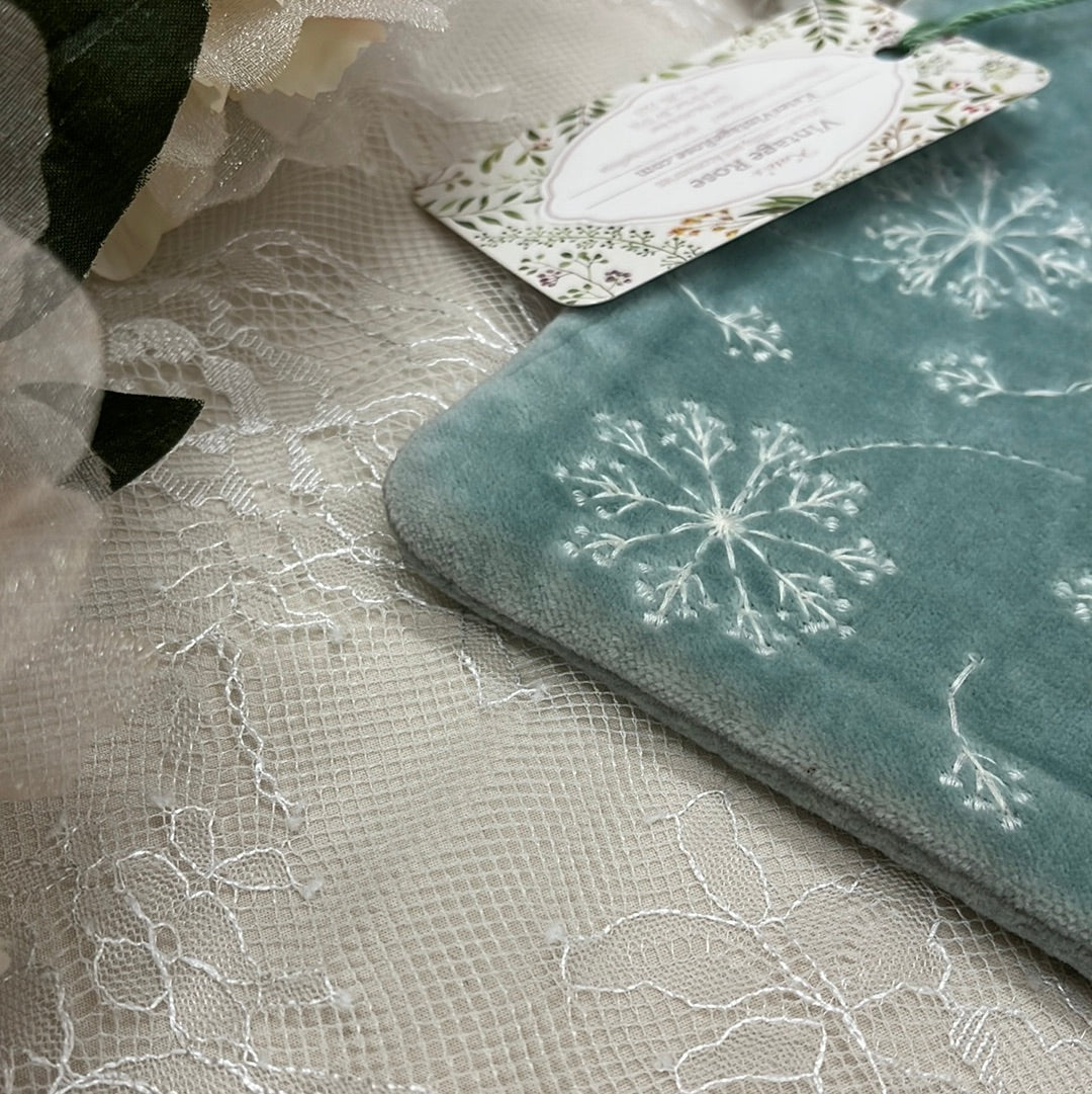 Large Dusty Mint Dandelion Embroidered Bag