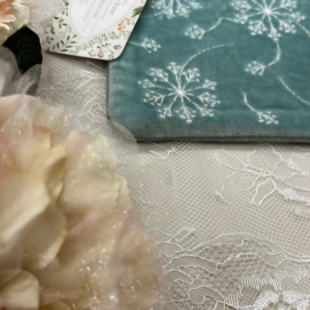 Large Dusty Mint Dandelion Embroidered Bag