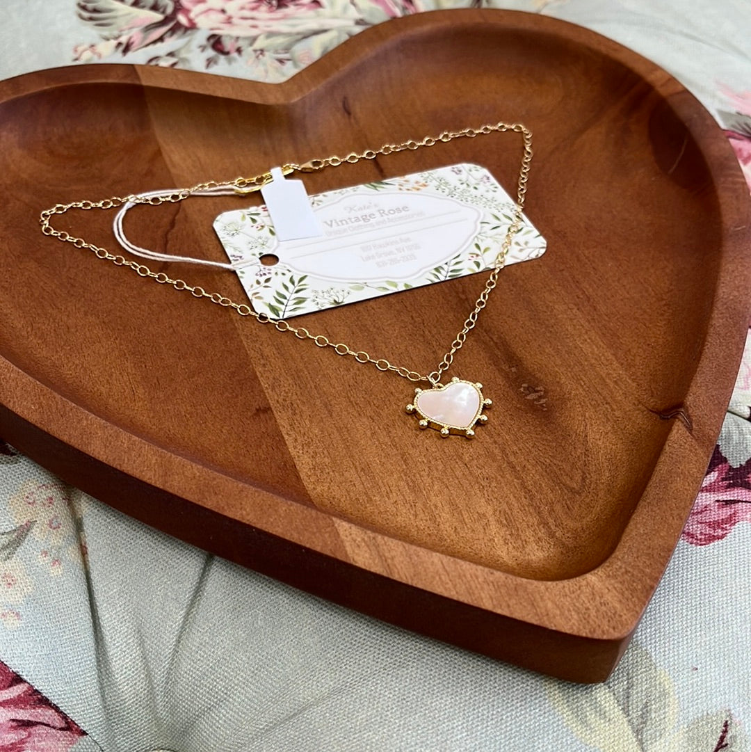 Heart of Gold Mother Of Pearl Necklace