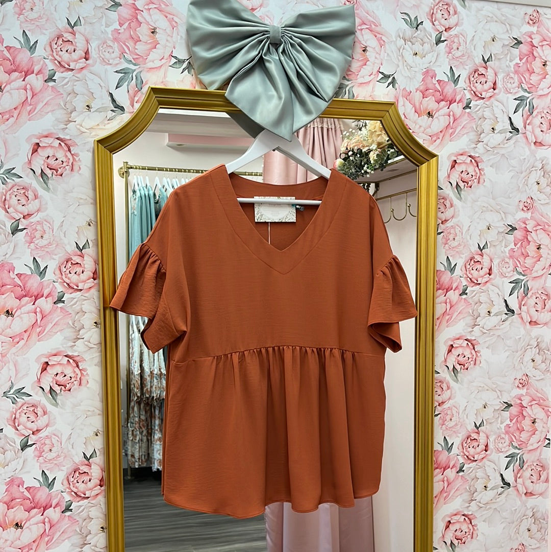 Wrenley Babydoll V-neck Top **FINAL SALE**