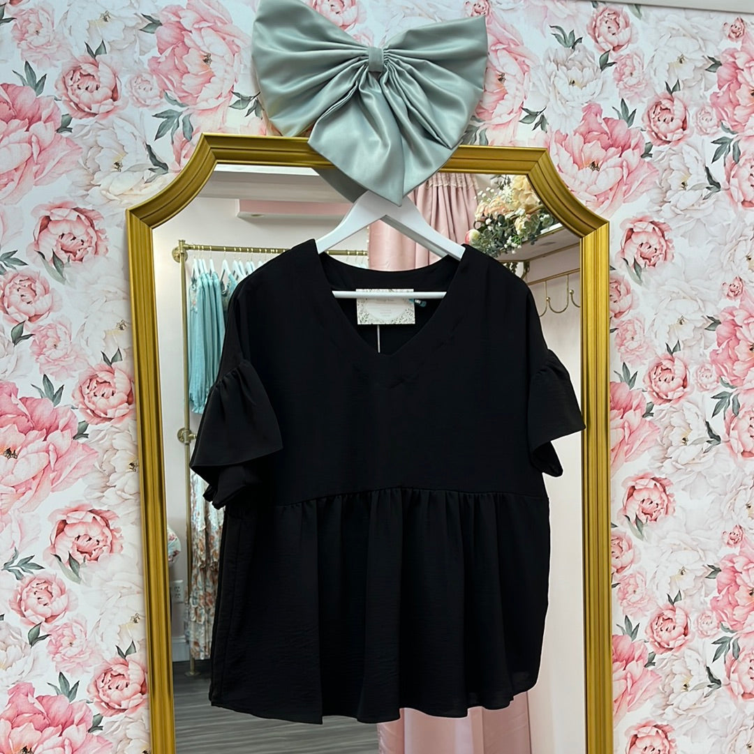 Wrenley Babydoll V-neck Top **FINAL SALE**