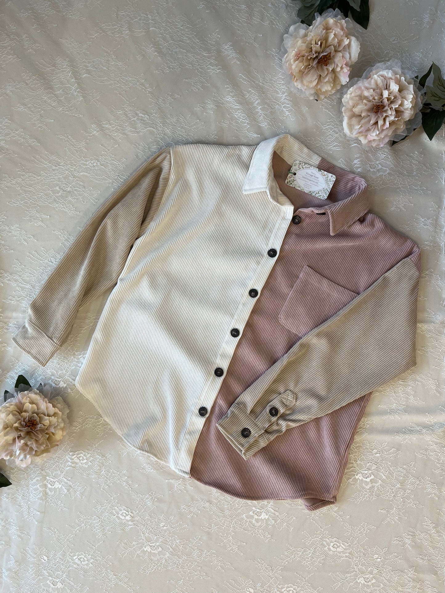 Miranda Colorblock Corduroy Button Up Top