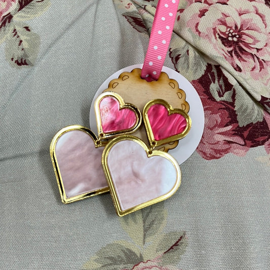 Pink Heart Statement Earrings