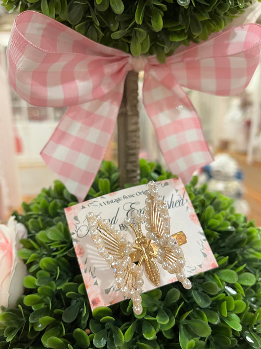 Bespoke Pearl Embellished Butterfly Hair Clip