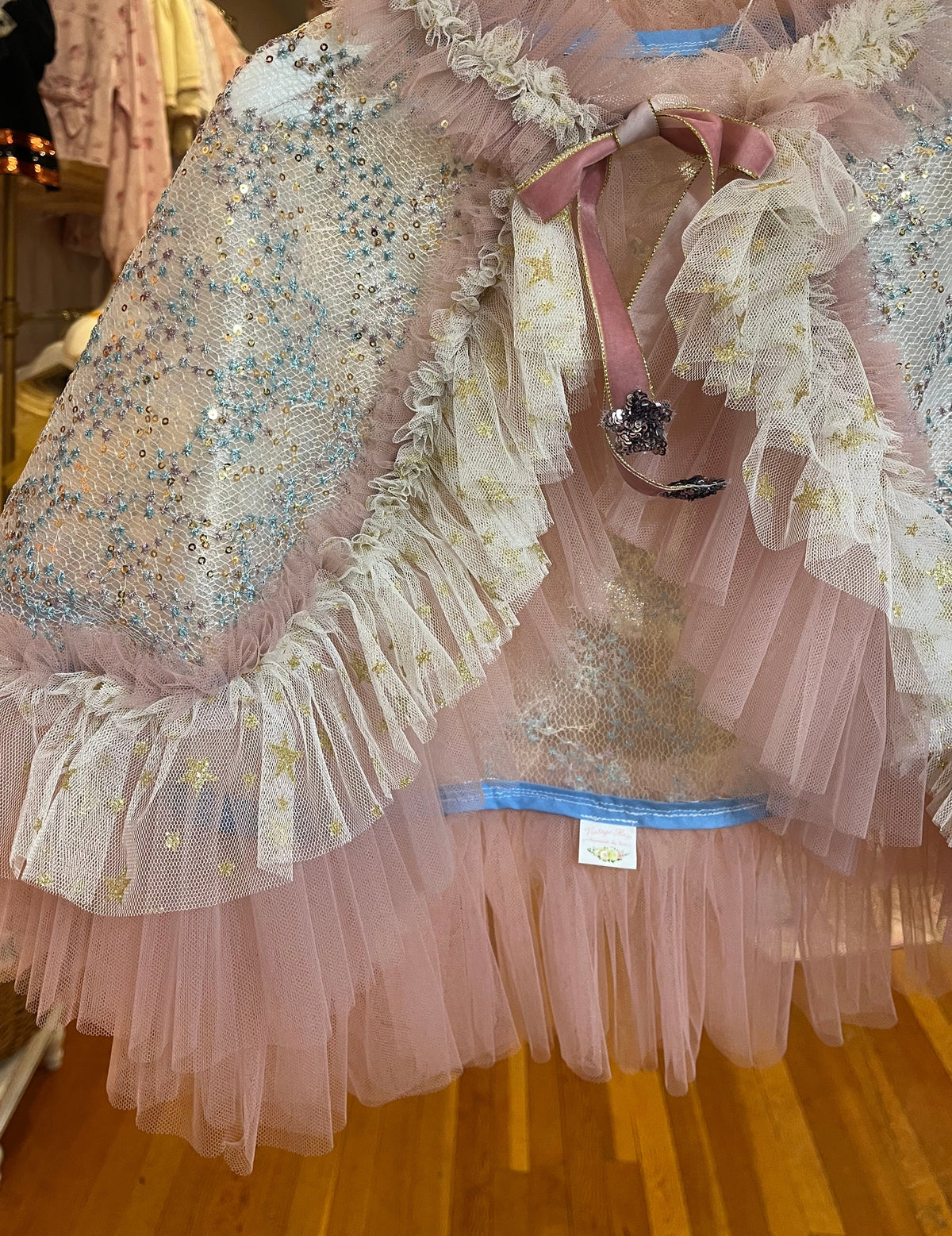 *On Hold* Ooak Bespoke Handmade Cape - Blue/Purple/Gold Accents with Glitter Star Tulle