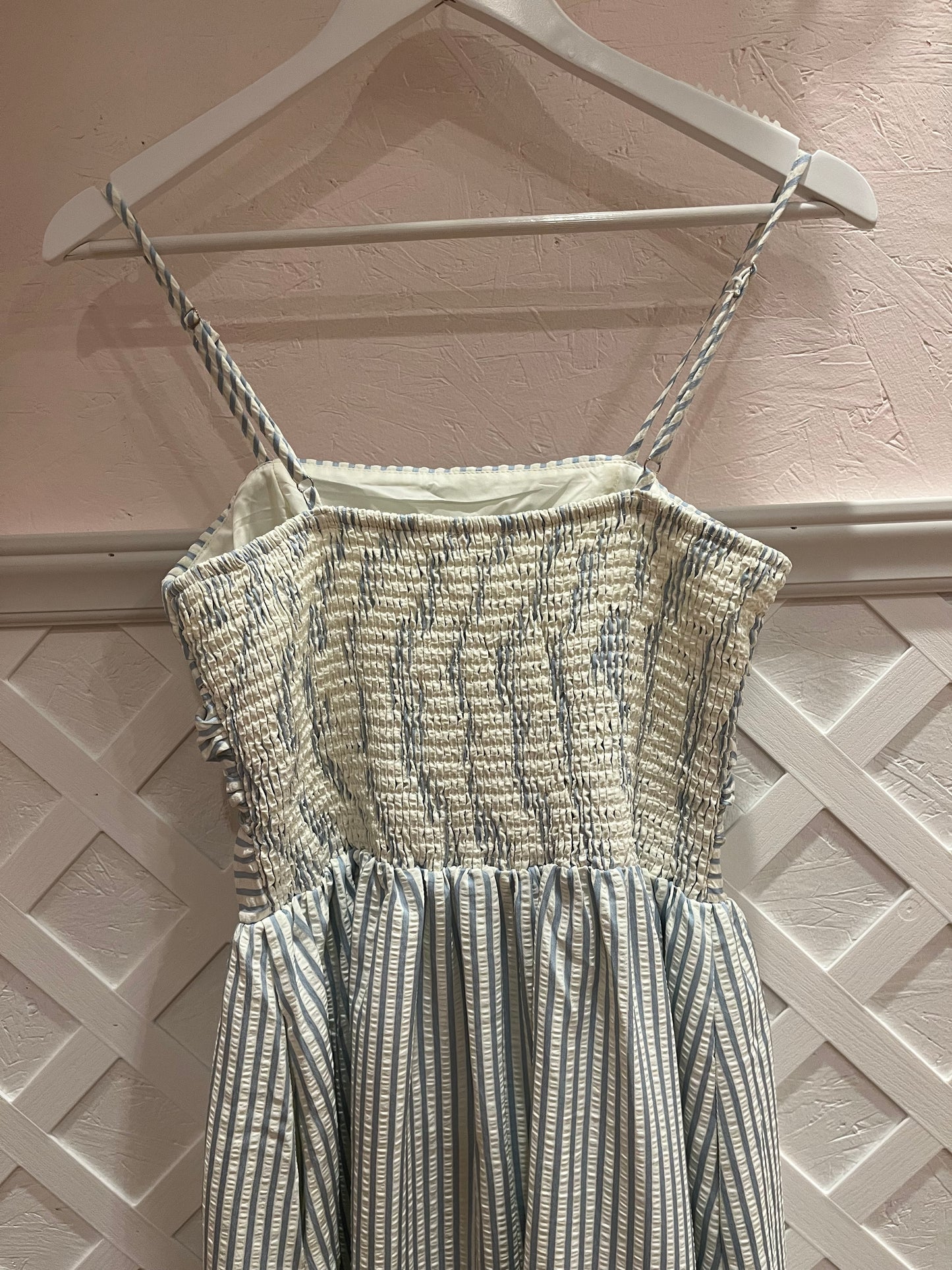 Misty Rose Striped Midi Dress