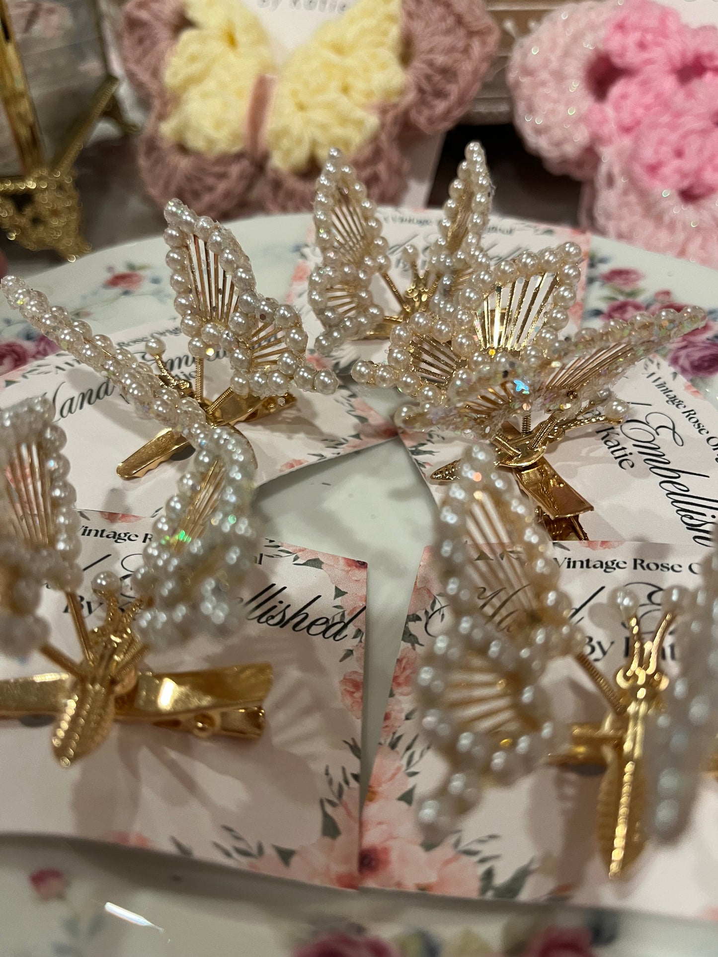 Bespoke Pearl Embellished Butterfly Hair Clip